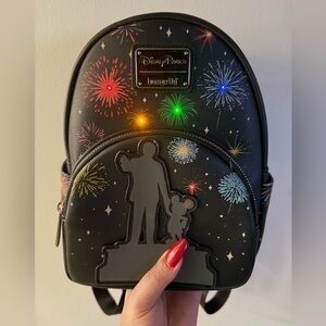 Disney Parks Loungefly Backpack with Walt and Mickey (Fireworks LIGHT UP!)